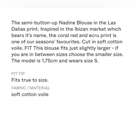 Maison Hotel Nadina Blouse Las Dalias Print Size M - Picture 4 of 13